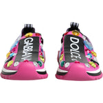 Dolce & Gabbana Pink Sorrento Crystals Low Top Sneakers Shoes