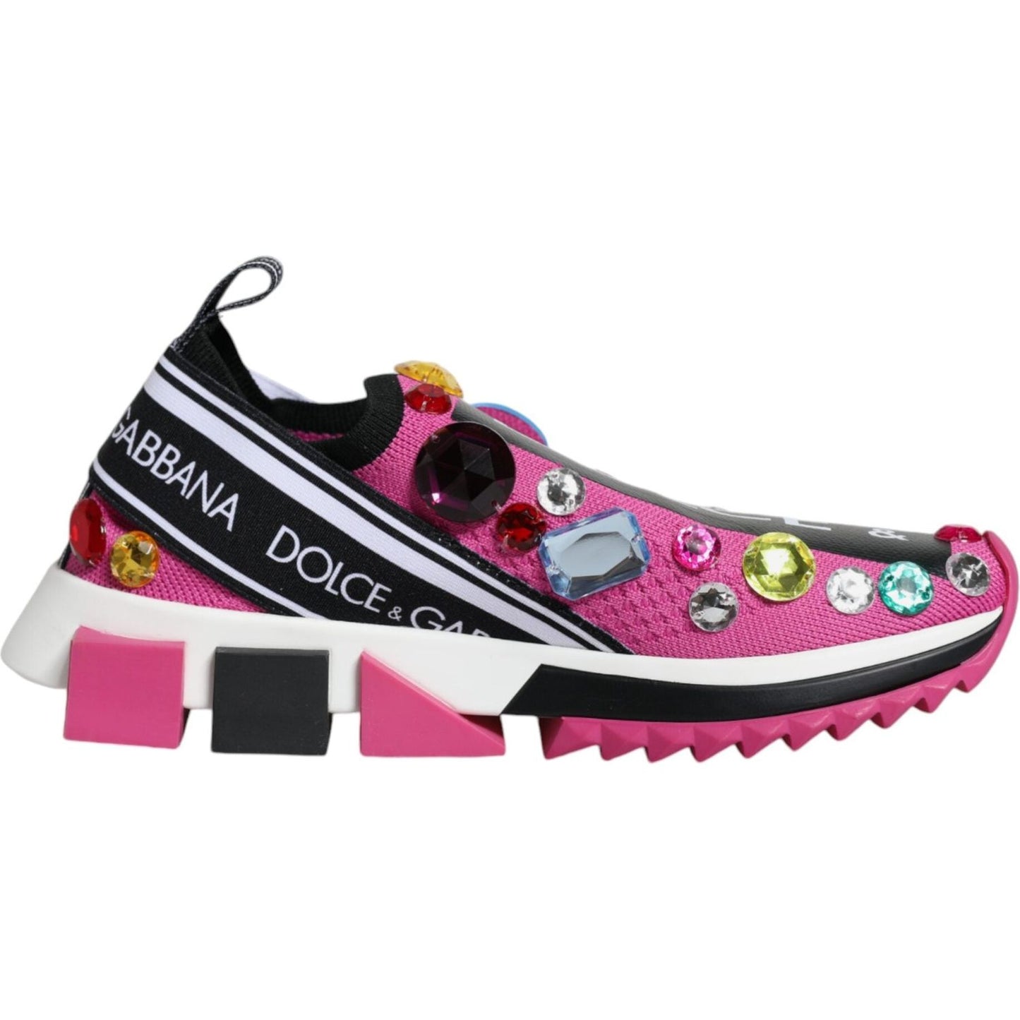 Dolce & Gabbana Pink Sorrento Crystals Low Top Sneakers Shoes