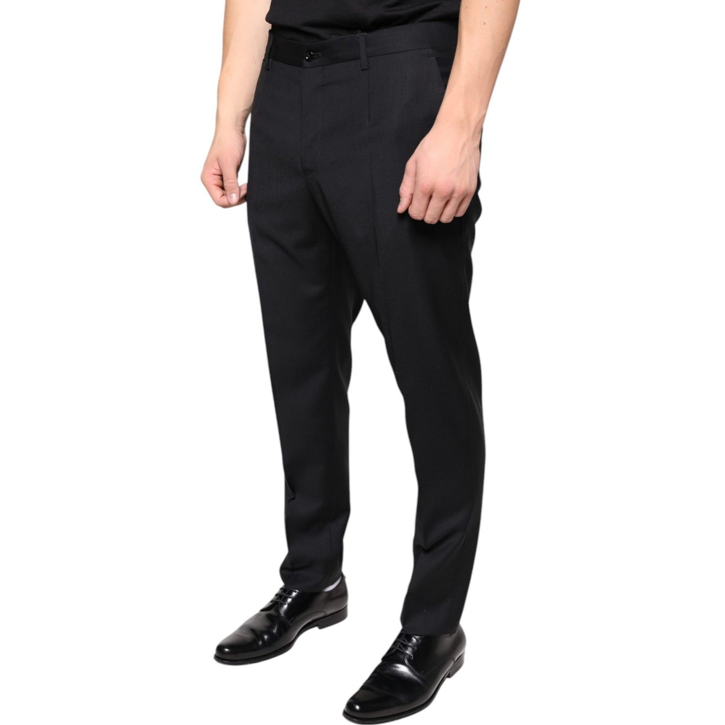 Dolce & Gabbana Black Wool Skinny Men Dress Pants