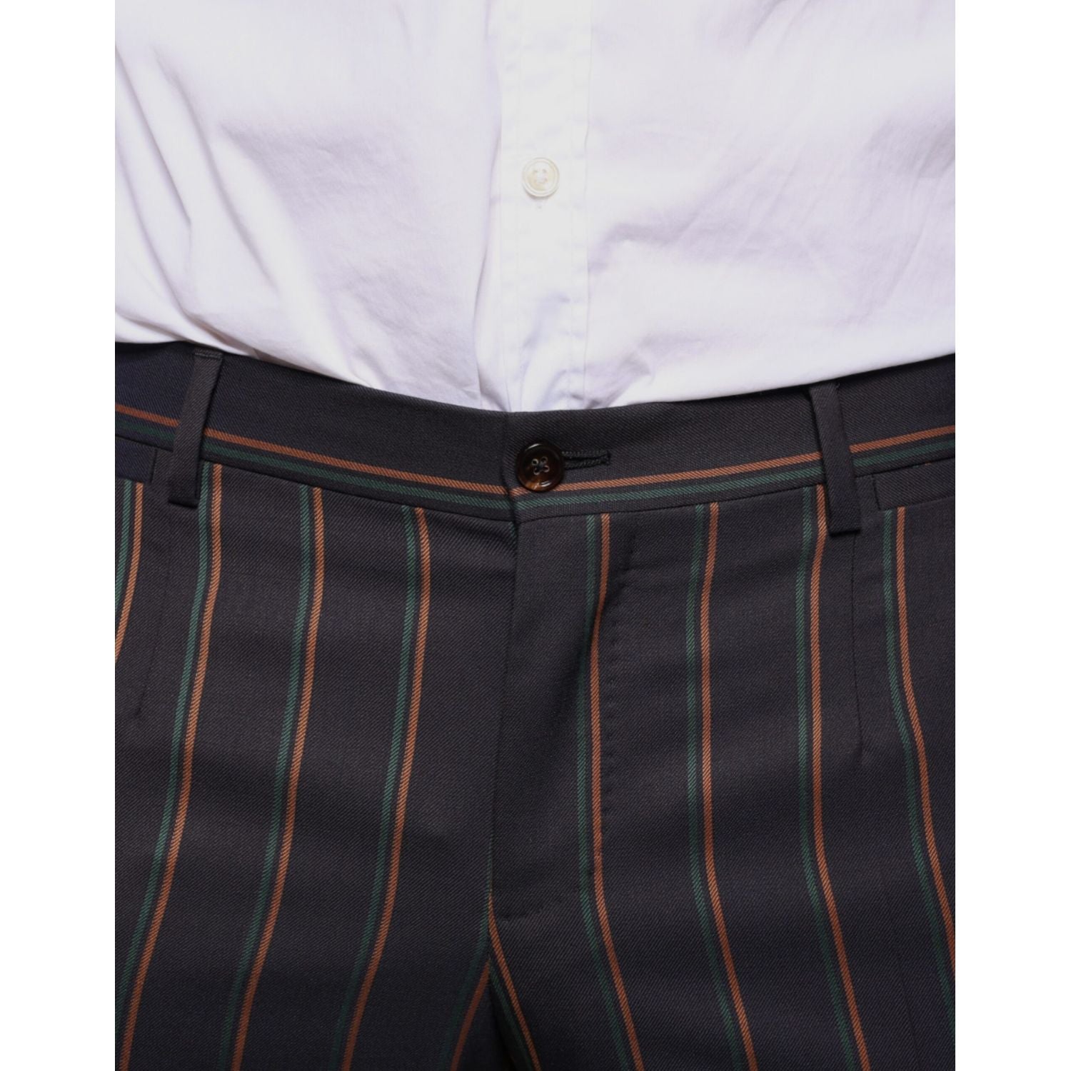 Dolce & Gabbana Brown Stripes Skinny Men Dress Pants