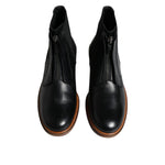 Dolce & Gabbana Black Leather Chelsea Mid Calf Men Boots Shoes