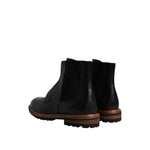 Dolce & Gabbana Black Leather Chelsea Mid Calf Men Boots Shoes