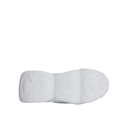 Dolce & Gabbana White Padded Fabric Low Top Sneakers Shoes