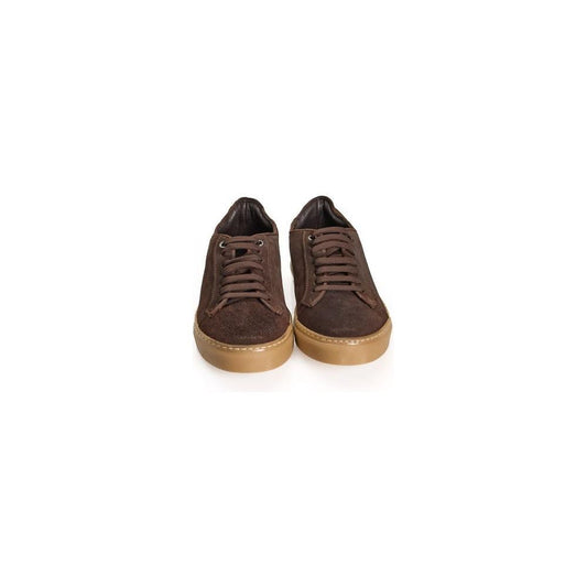 Roberto Pepe Luxury Brown Calfskin Men Sneaker