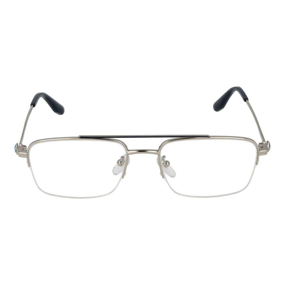 BMW Gray Men Glasses Frame, aviator style, metal half-rim, gray color, demo lenses, temples length 150mm.