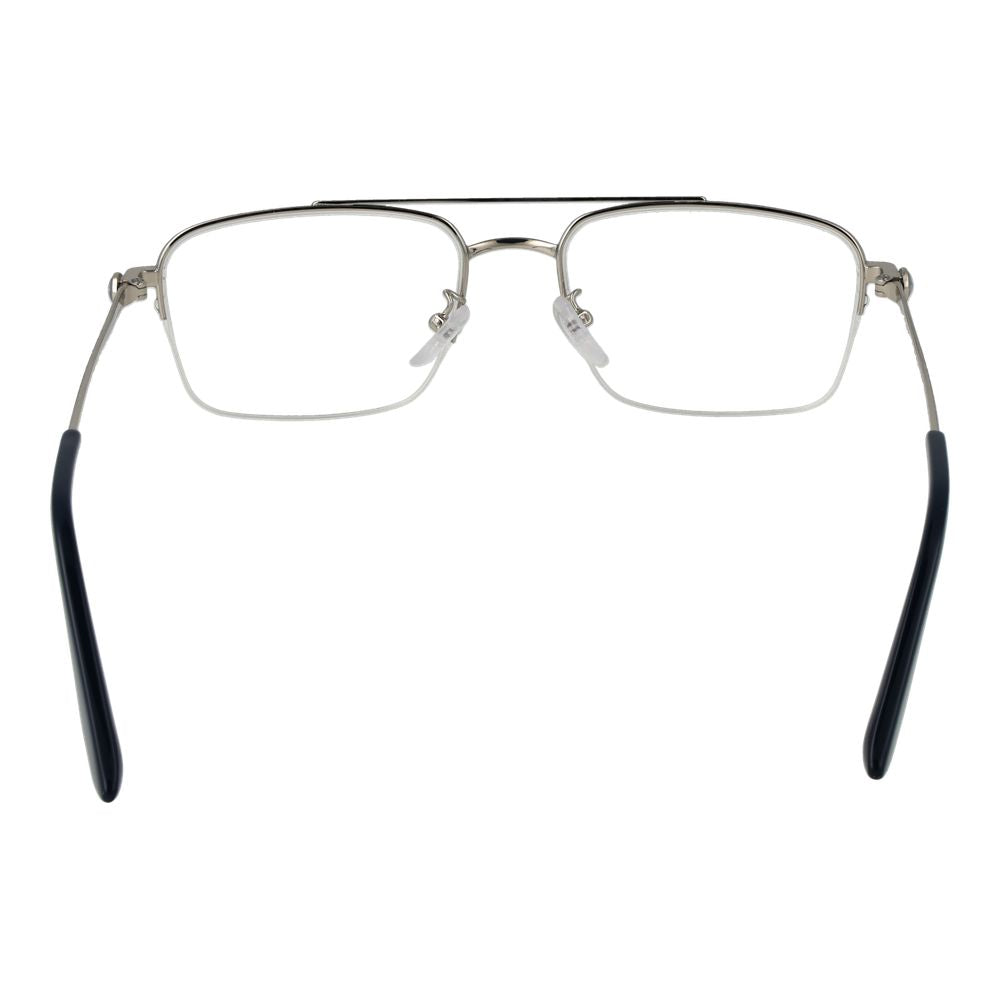 BMW Gray Men Glasses Frame, metal half-rim, aviator style, grey frame, demo lenses, size 54-18-150, includes branded case.