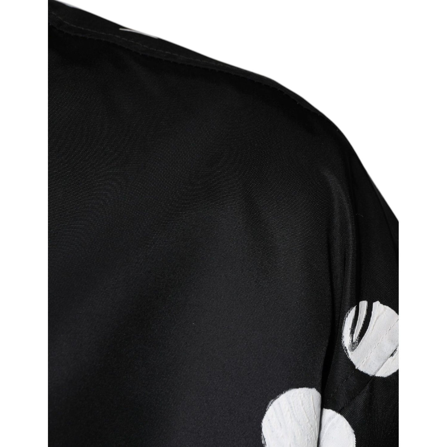 Dolce & Gabbana Black Polka Dot Stripe Nylon Bomber Jacket