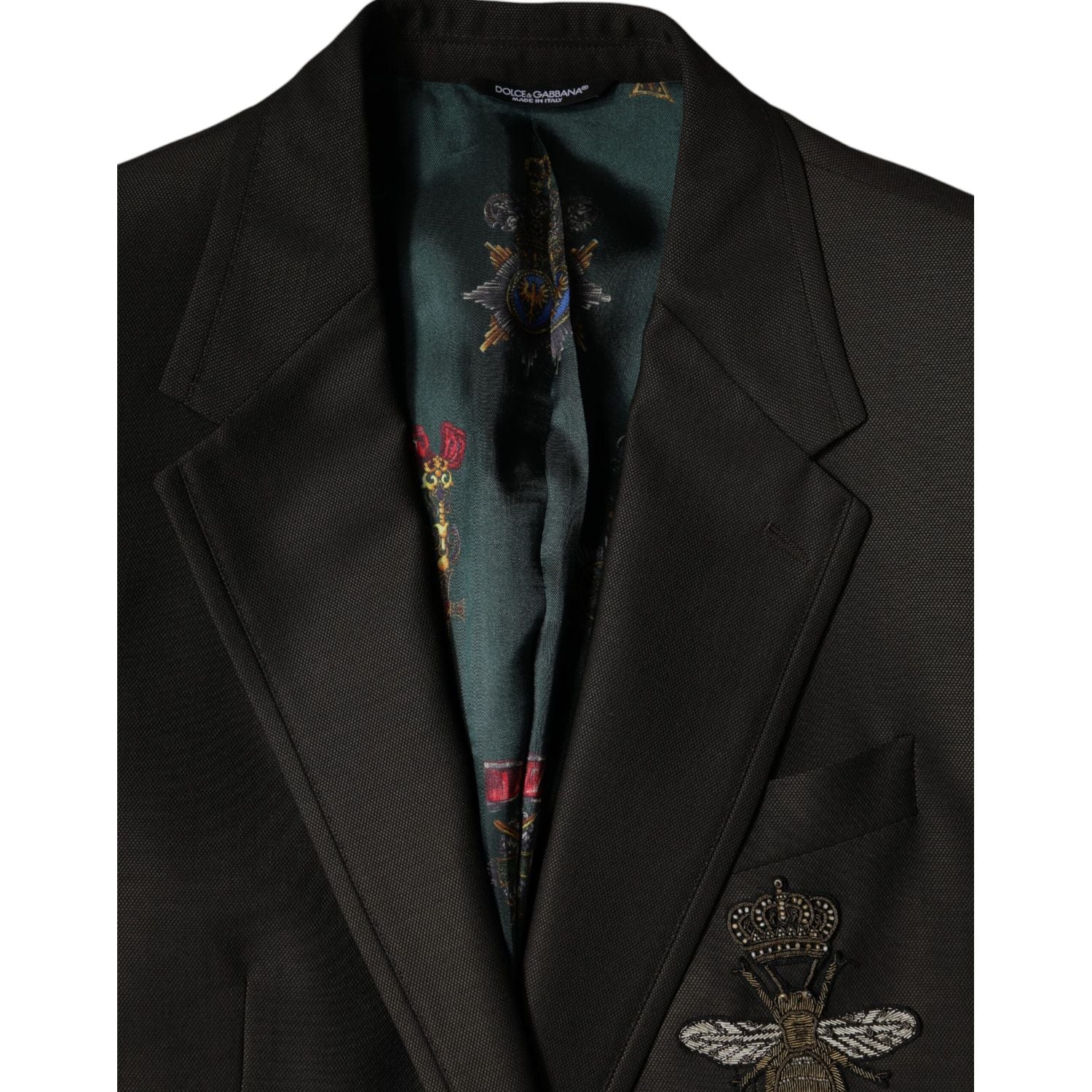 Dolce & Gabbana Blazer Brown Green Bee Wool Jacket Coat