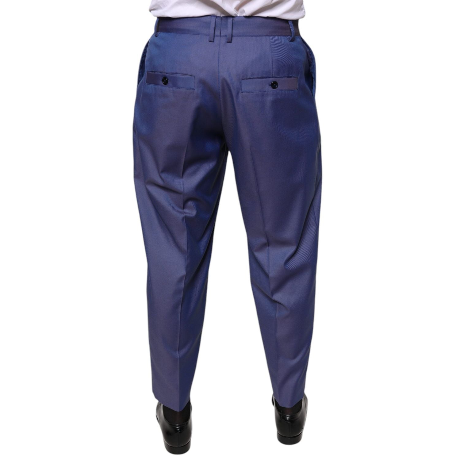 Dolce & Gabbana Blue Wool Tapered Formal Dress Pants