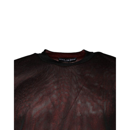 Dolce & Gabbana Maroon Polyester Crew Neck Pullover Sweater