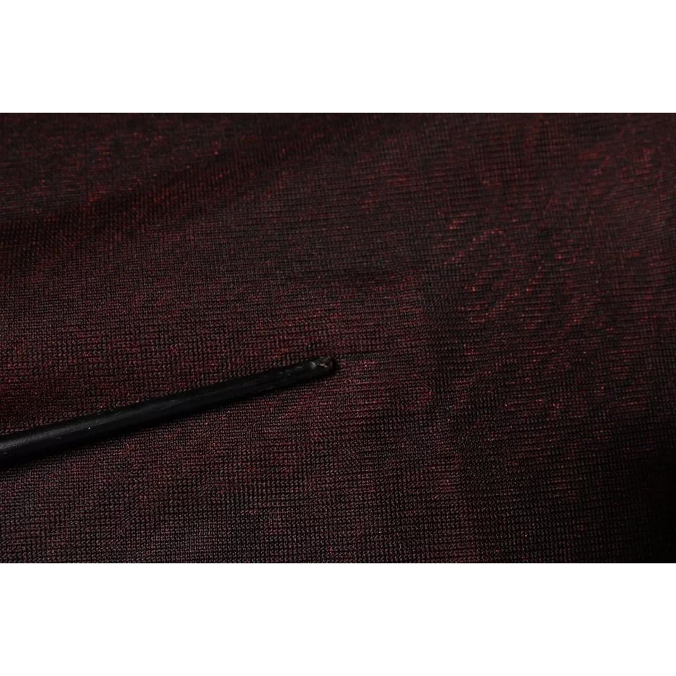 Dolce & Gabbana Maroon Polyester Crew Neck Pullover Sweater