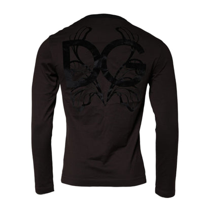 Dolce & Gabbana Brown Logo Cotton Crew Neck Pullover Sweater
