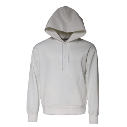 Dolce & Gabbana White DG Logo Hooded Men Sweatshirt Sweater
