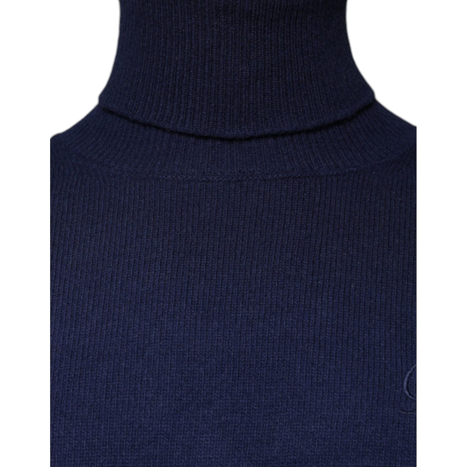 Dolce & Gabbana Blue Wool Knit Turtleneck Pullover Sweater