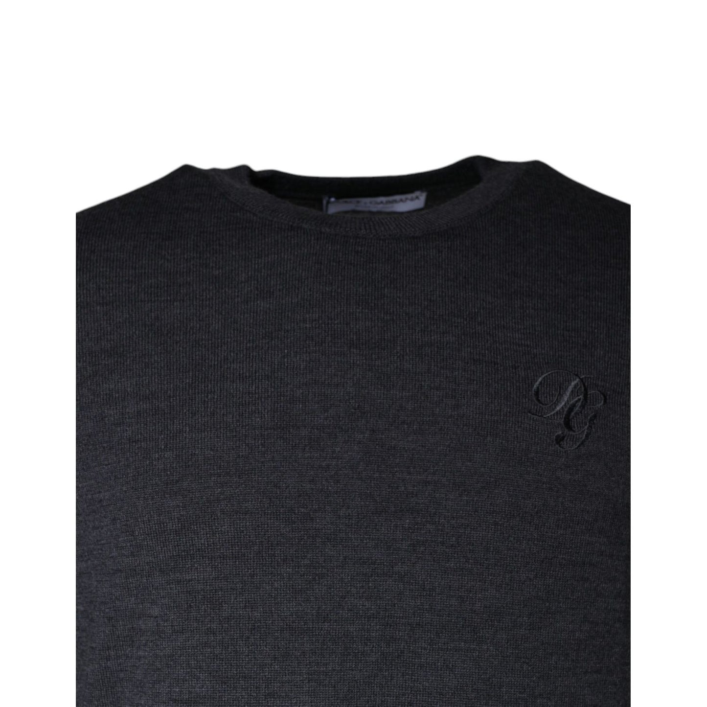 Dolce & Gabbana Dark Gray Wool Crew Neck Pullover Sweater