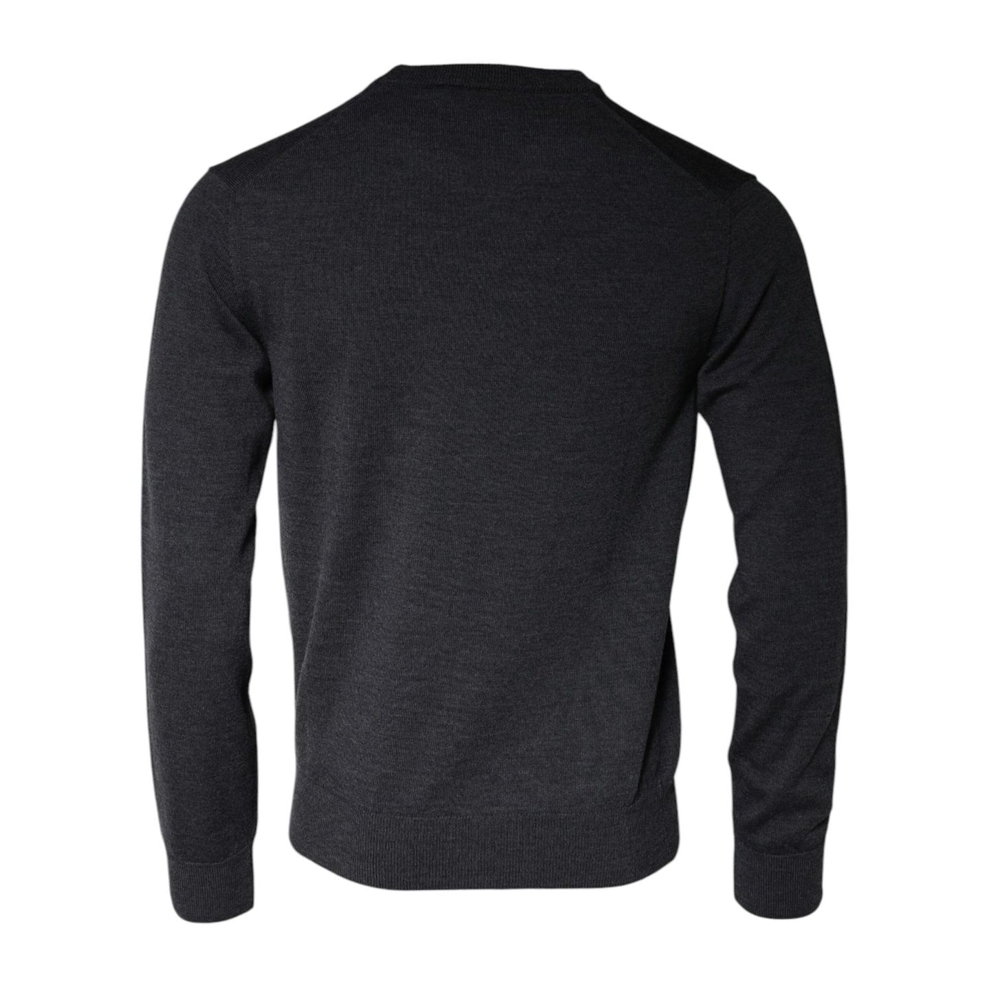 Dolce & Gabbana Dark Gray Wool Crew Neck Pullover Sweater