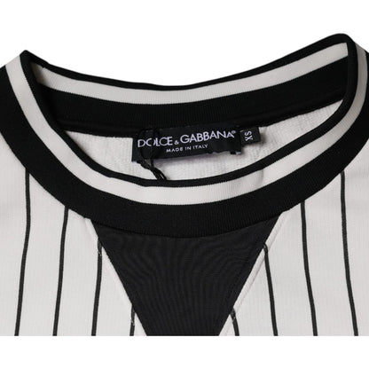 Dolce & Gabbana Black White Stripes Logo Sweatshirt Sweater