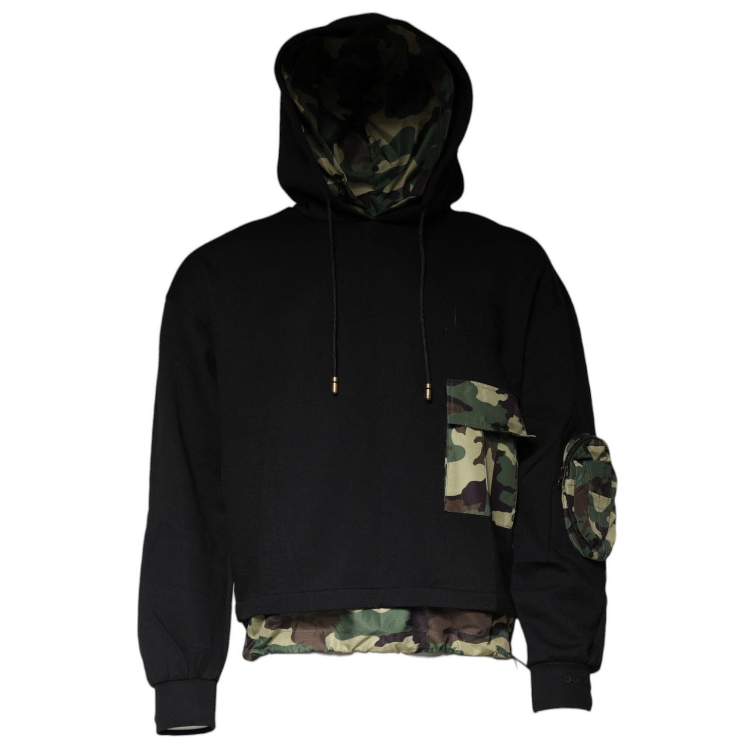 Dolce & Gabbana Black Pocket CottonHooded Sweatshirt Sweater