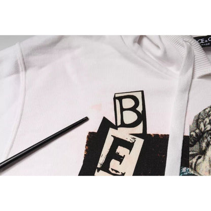 Dolce & Gabbana White Caesar Cotton Hooded Pullover Sweater