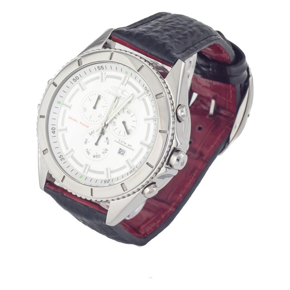 Chronotech Black Leather Dress Watch