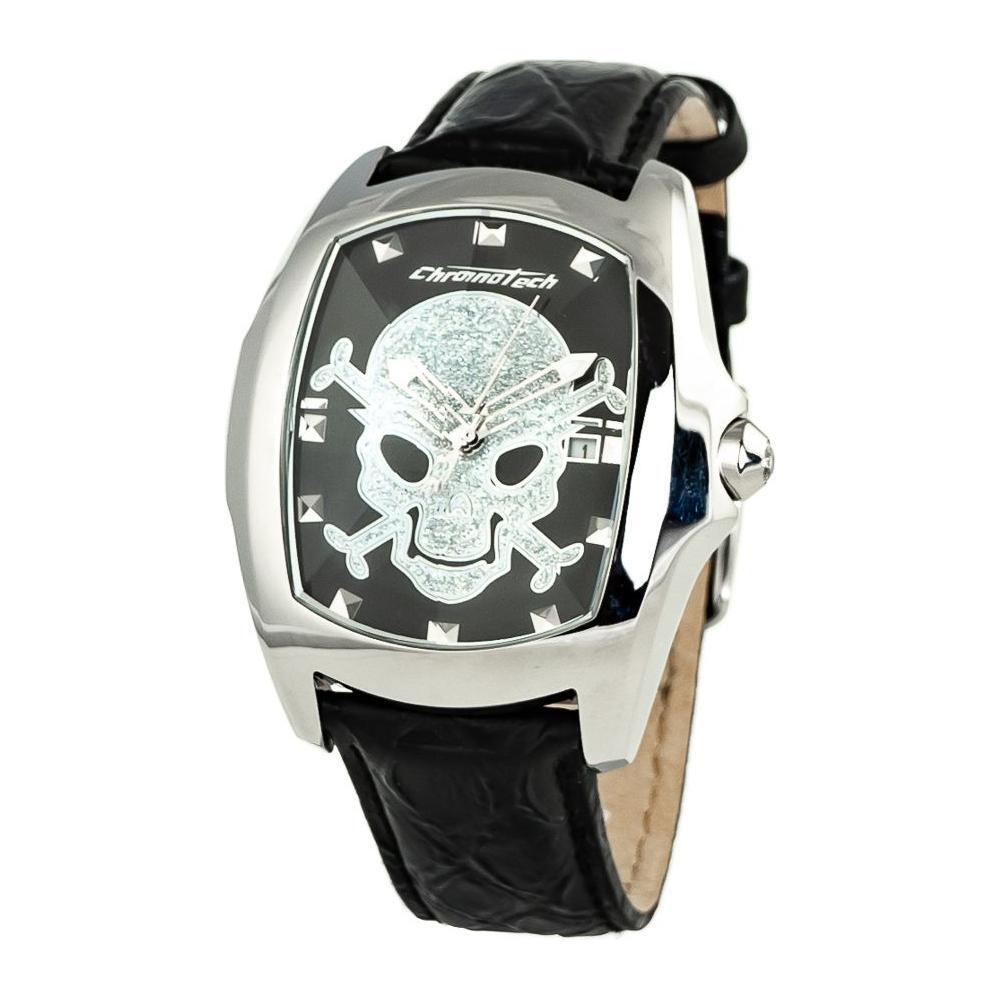 Chronotech Black Leather Dress Watch