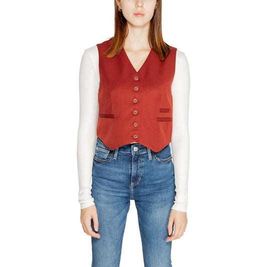 Vero Moda Red Polyester Waistcoat VE-14932700141-IT38|XS