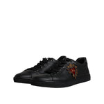 Dolce & Gabbana Black Leather London Heart Men Sneakers Shoes