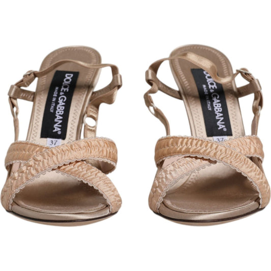 Dolce & Gabbana Beige Keira Slingback Heels Sandals Shoes LA11970-37