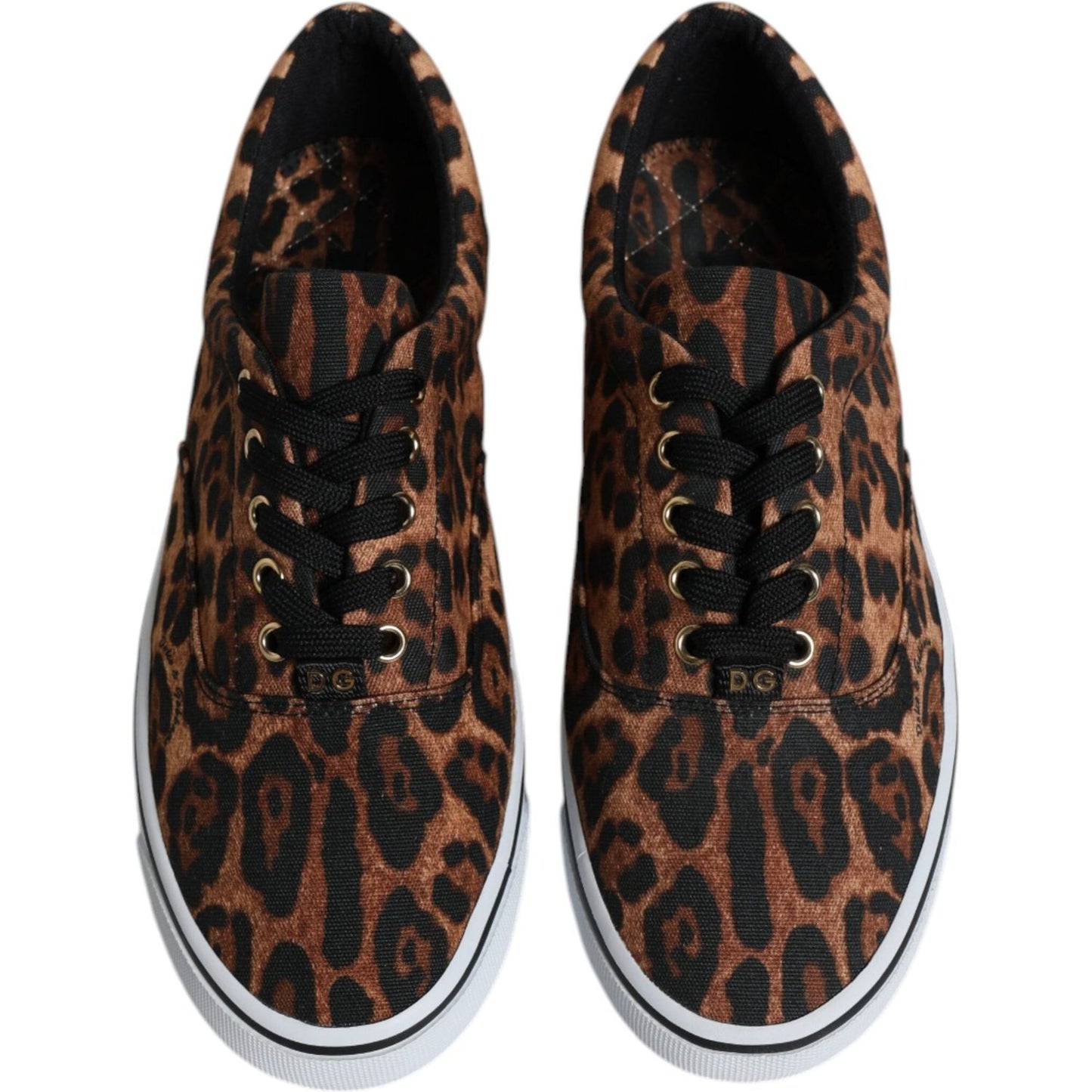 Dolce & Gabbana Brown Leopard Logo Print Cotton Sneakers Shoes MV6602-40.5