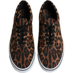 Dolce & Gabbana Brown Leopard Logo Print Cotton Sneakers Shoes MV6602-40.5