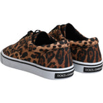 Dolce & Gabbana Brown Leopard Logo Print Cotton Sneakers Shoes MV6602-40.5