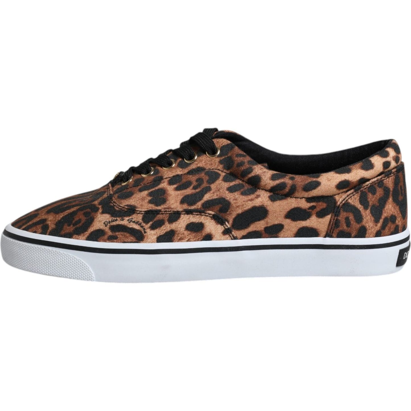Dolce & Gabbana Brown Leopard Logo Print Cotton Sneakers Shoes MV6602-40.5
