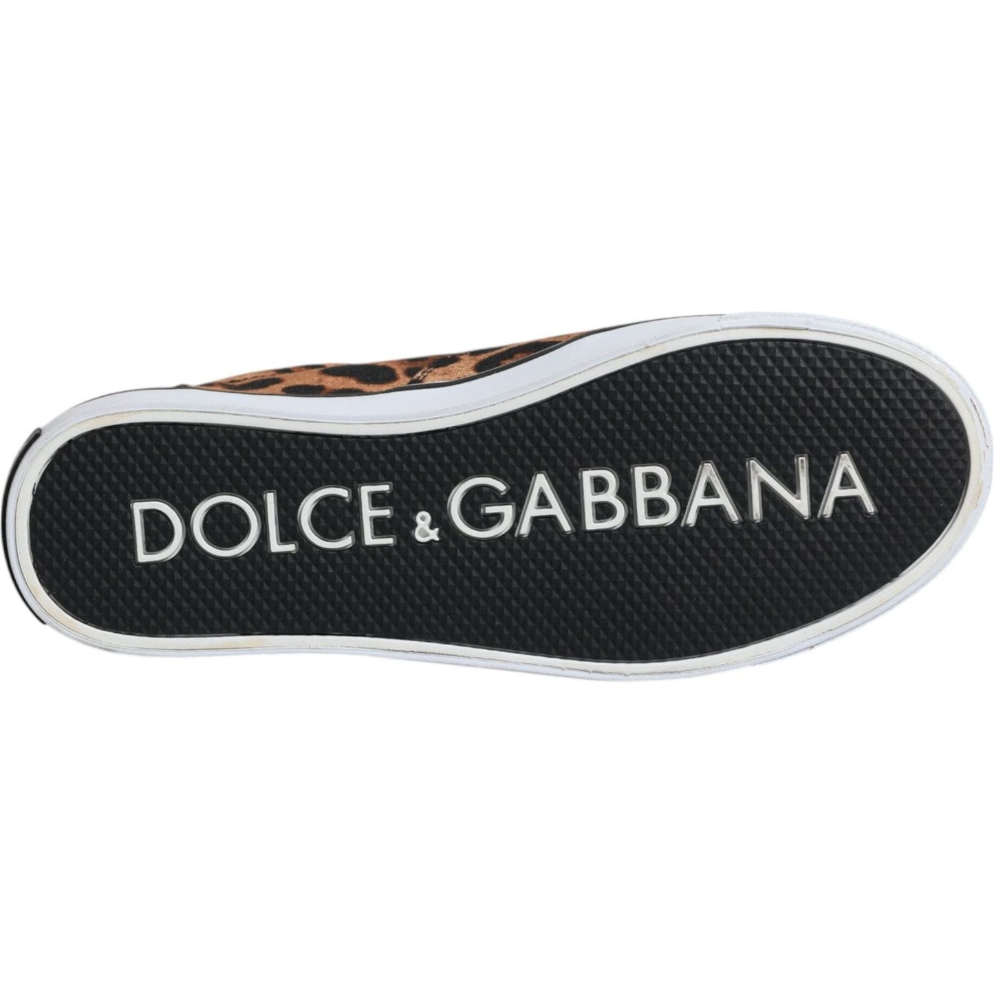 Dolce & Gabbana Brown Leopard Logo Print Cotton Sneakers Shoes MV6602-40.5