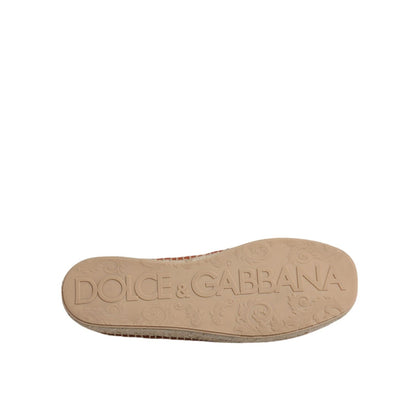 Dolce & Gabbana Maroon Woven Leather Men Espadrille Shoes
