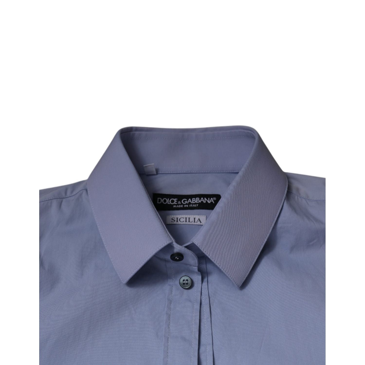 Dolce & Gabbana Light Blue Cotton Slim Fit SICILIA Dress Shirt