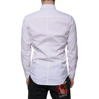 Dolce & Gabbana White Cotton Blend Men MARTINI Dress Shirt