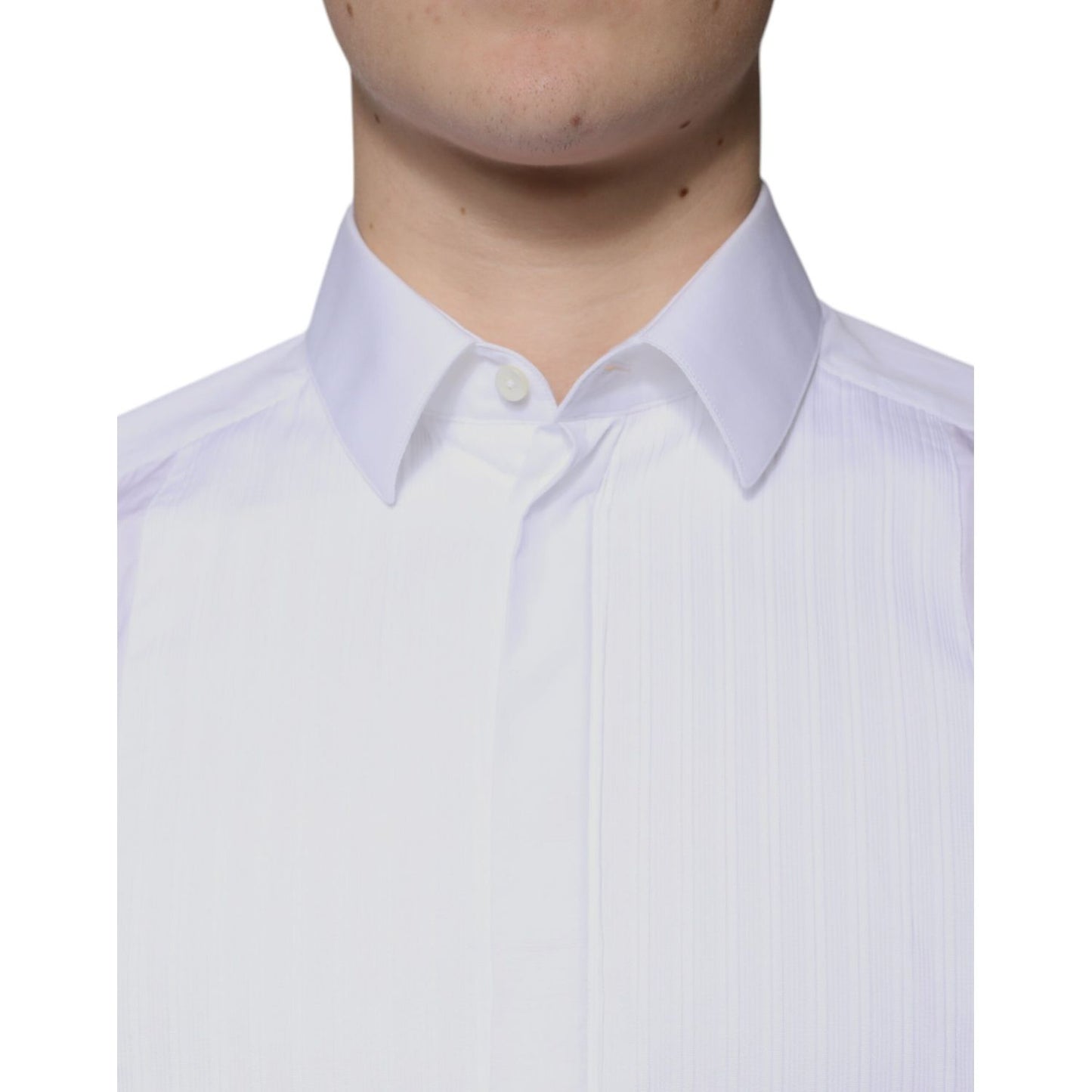 Dolce & Gabbana White Bib Cotton Poplin GOLD Men Formal Shirt