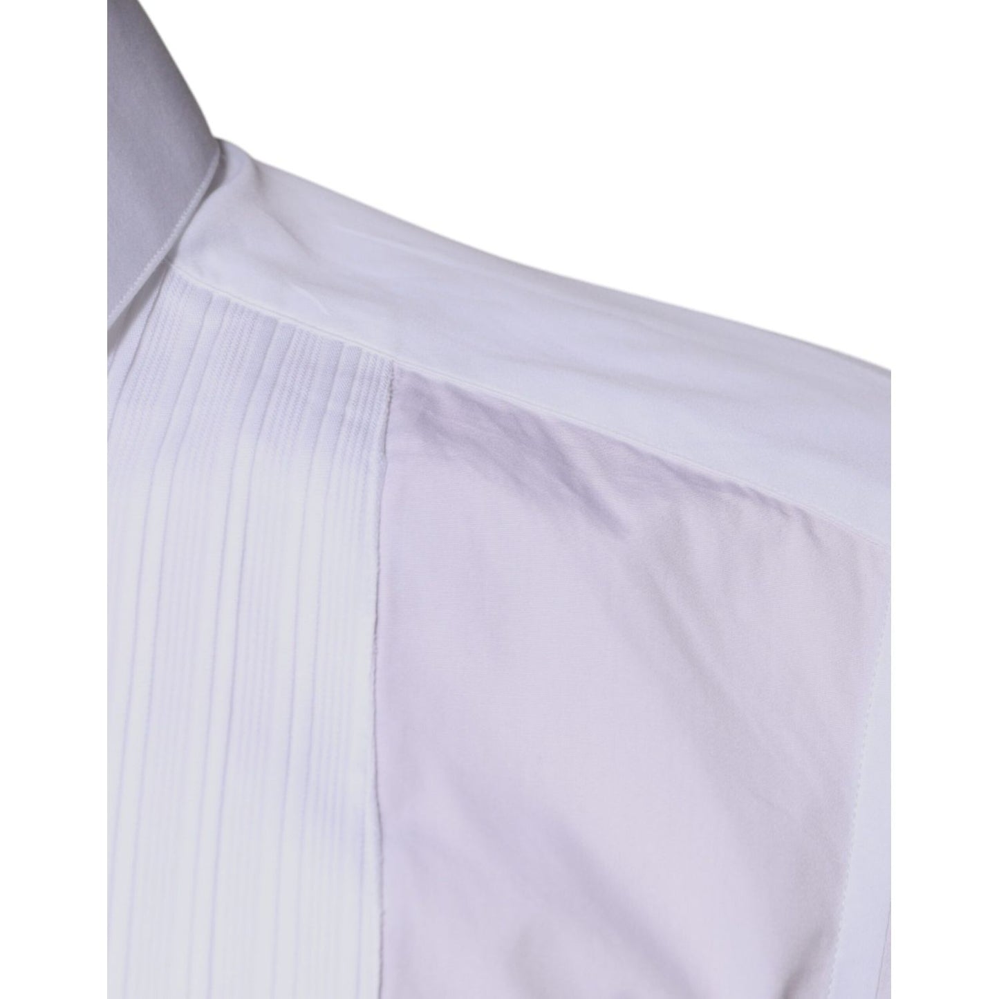 Dolce & Gabbana White Bib Cotton Poplin GOLD Men Formal Shirt