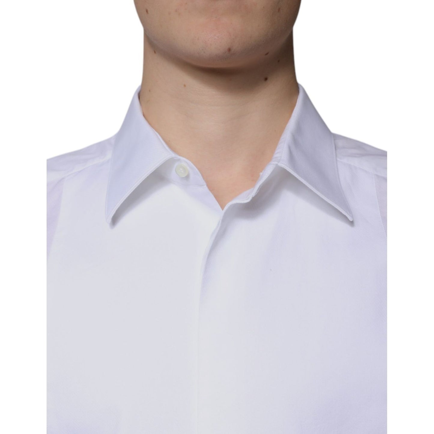 Dolce & Gabbana White Bib Cotton Poplin GOLD Formal Shirt