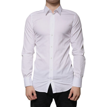 Dolce & Gabbana White Cotton Formal Men GOLD Dress Shirt