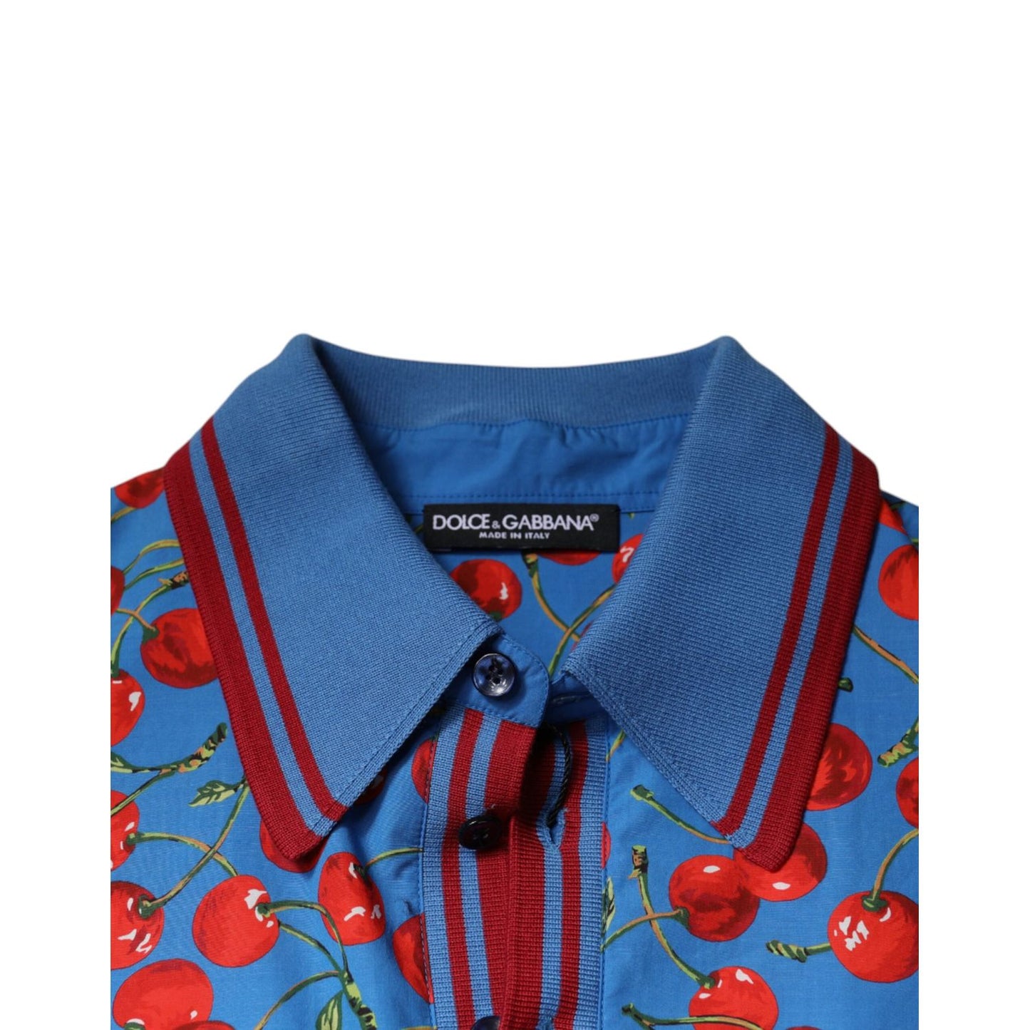 Dolce & Gabbana Blue Cherry Cotton Collared Men Polo T-shirt