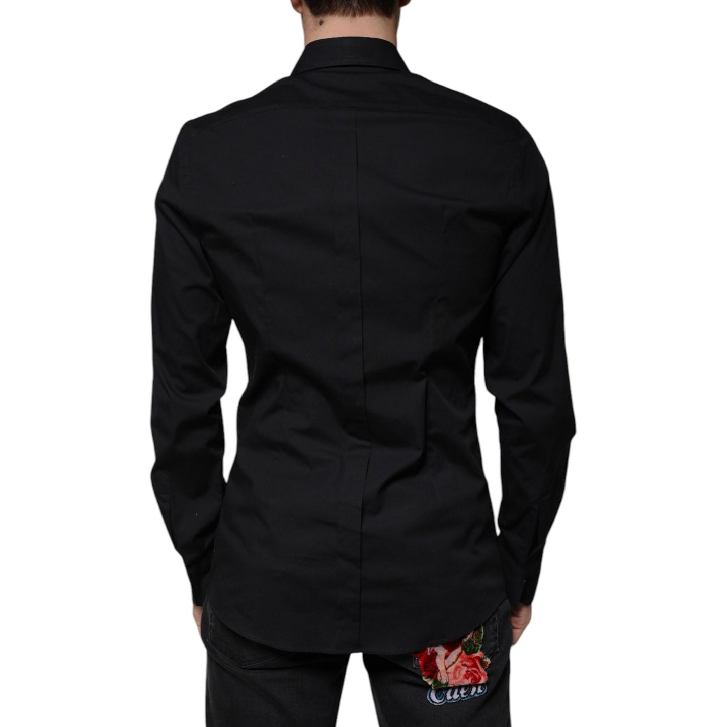 Dolce & Gabbana Black Eye Patch Long Sleeve GOLD Dress Shirt