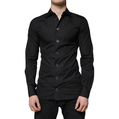 Dolce & Gabbana Black Cotton Formal Long Sleeves Dress Shirt