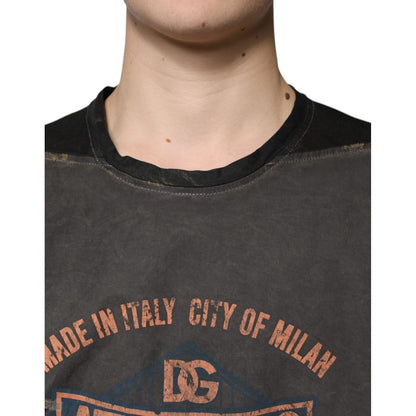 Dolce & Gabbana Brown Graphic Print Cotton Round Neck T-shirt