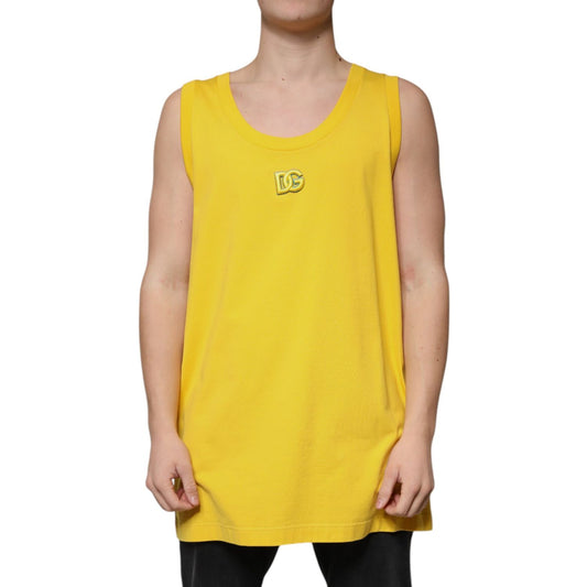 Dolce & Gabbana Yellow Cotton Round Neck Sleeveless T-shirt