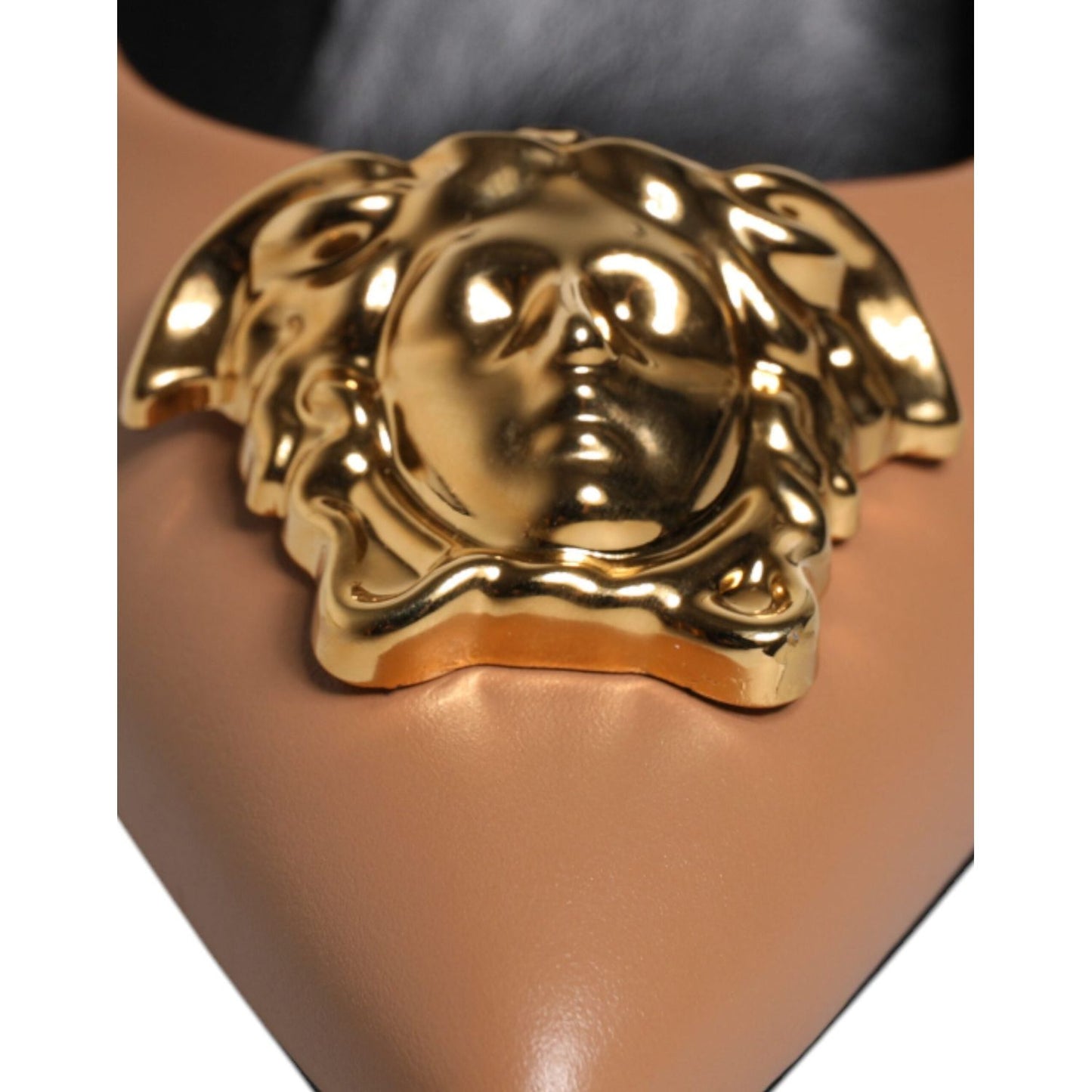 Versace Brown Leather Logo Plaque High Heels Pumps Shoes LA12126-37