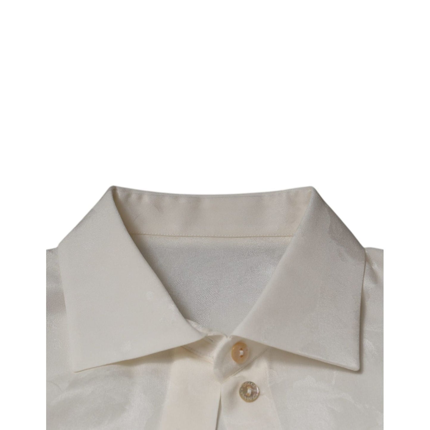 Dolce & Gabbana White Silk Collared Long Sleeves Shirt Top