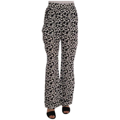 Dolce & Gabbana Black White Polka Dottes Silk Pants Jeans & Pants