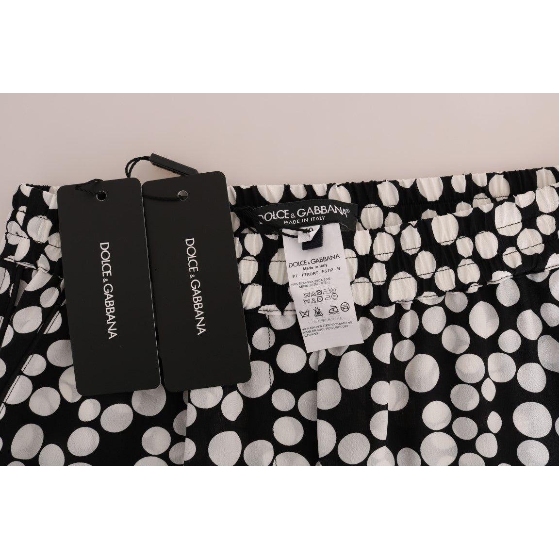 Dolce & Gabbana Black White Polka Dottes Silk Pants Jeans & Pants