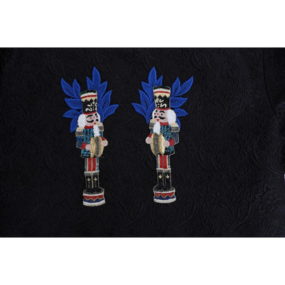 Dolce & Gabbana Black Fairy Tale Brocade Zipper Sweater